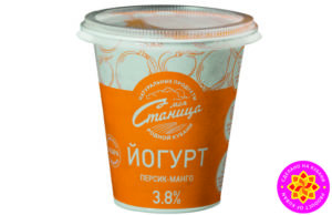 Йогурт с массовой долей жира 3,8% с наполнителями: «Персик-Манго».